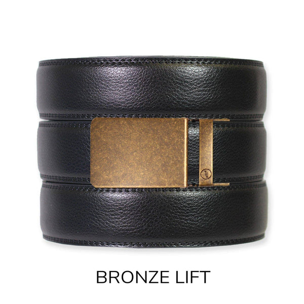 Black Leather Ratchet Belt & Buckle Set: Iron - Lulu Bella Boutique
