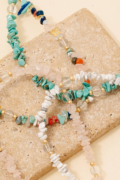 Pebble Stone Beaded Necklace: GDTQ - Lulu Bella Boutique