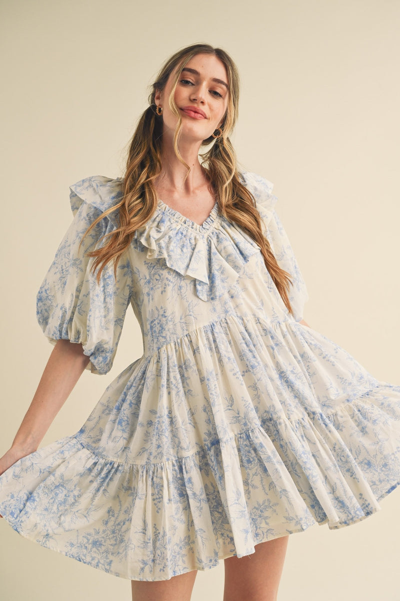 ruffle v neck mini dress Ruffle V-neck Mini Dress
