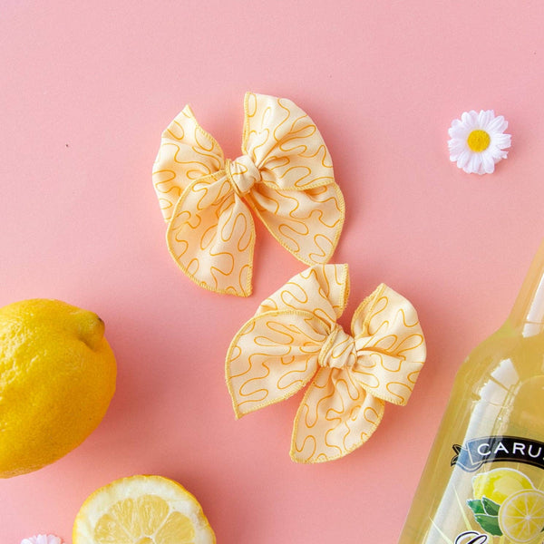 Lemonade | Pigtail Set - Petite Party Bow - Lulu Bella Boutique
