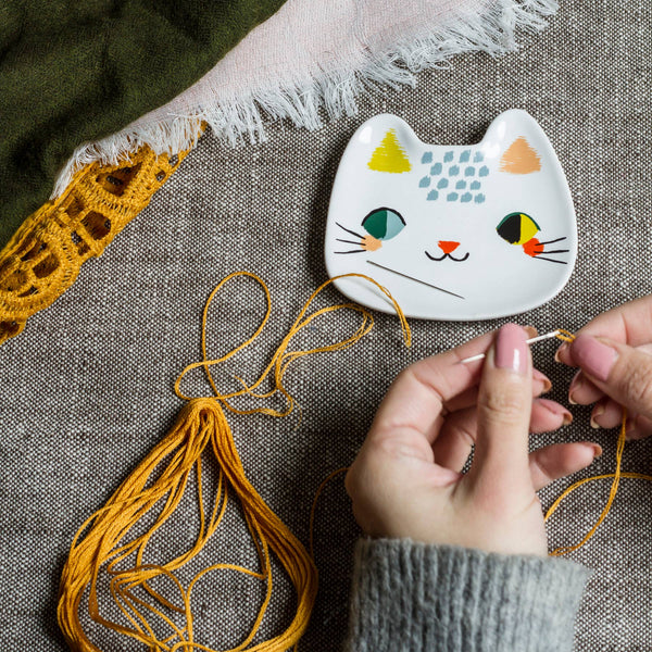 Danica Studio Meow Meow Cat Shaped Ceramic Trinket Tray