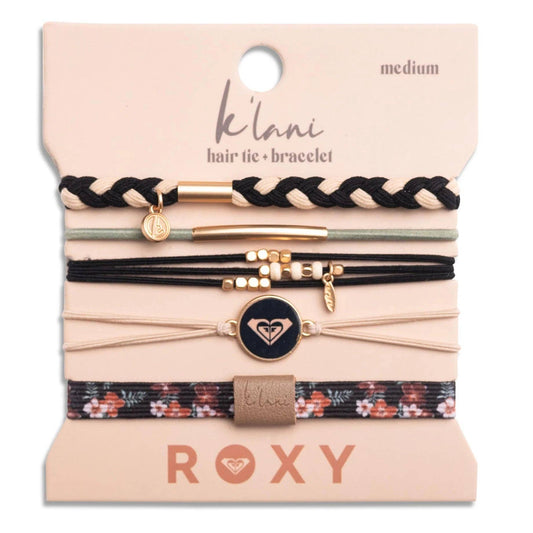 "Roxy Coastal Drift" Black & Neutral Beachy Vibe Hair Tie Bracelets: Small