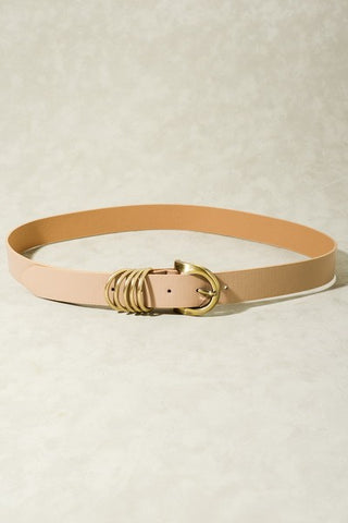 Rounded Buckles Leather Belt