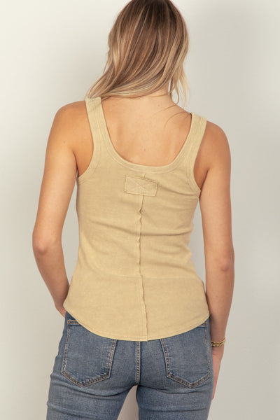 Washed Casual Fitted Tank Top - Lulu Bella Boutique