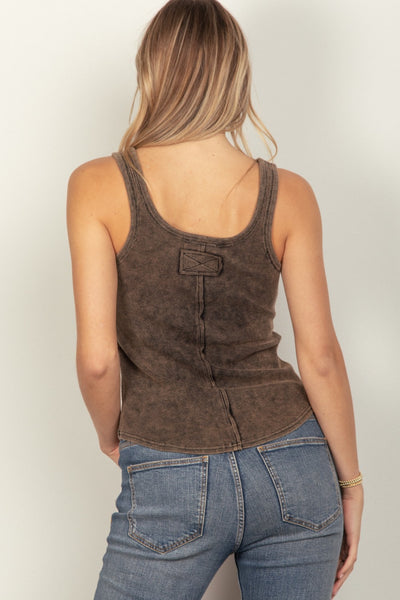 Washed Casual Fitted Tank Top - Lulu Bella Boutique