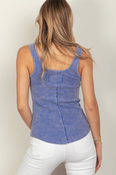 Washed Casual Fitted Tank Top - Lulu Bella Boutique
