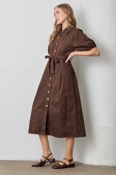 LEOPARD PRINT MIDI DRESS: RED BROWN / S - Lulu Bella Boutique