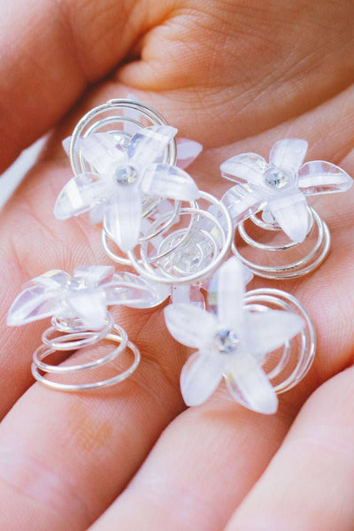 Micro Spiral White Flower - Lulu Bella Boutique