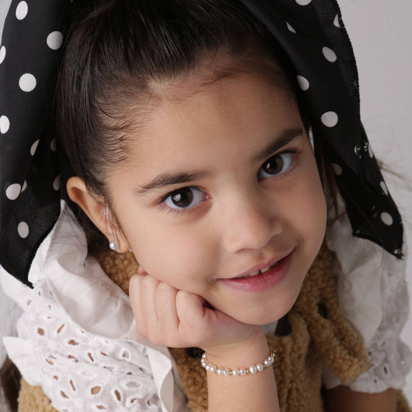 Girls 14K Gold-Plated Pearl Baby Bracelet Children's Jewelry: Medium 1-5 Years - Lulu Bella Boutique