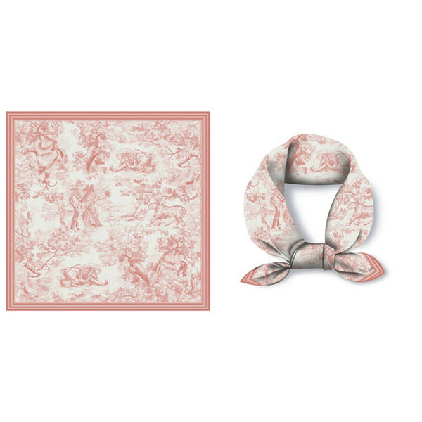 NEW PRINTED DECORATIVE SQUARE SCARF_CWASC0650: Pink / (OS) 2 - Lulu Bella Boutique