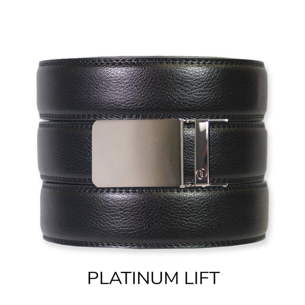 Black Leather Ratchet Belt & Buckle Set: Iron - Lulu Bella Boutique