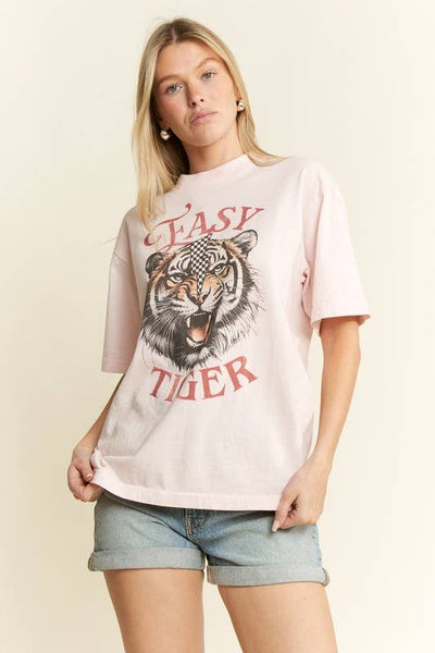 EASY TIGER GRAPHIC TOP: L.Pink / S - Lulu Bella Boutique
