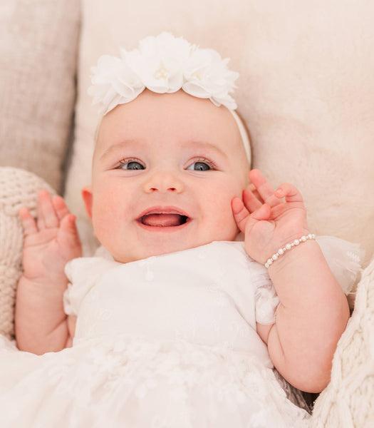 Girls Silver Baby Cross Bracelet Baptism & Communion Gift: Large 6-12 Years - Lulu Bella Boutique