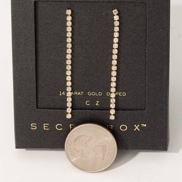 Secret Box Rhinestone Chain Dangle Earrings: GD - Lulu Bella Boutique