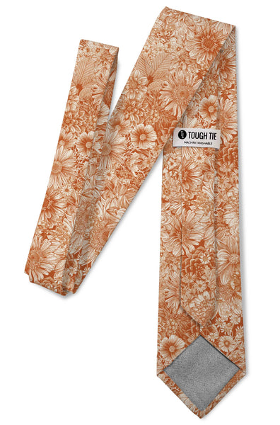 Cider - Orange Floral Autumn Tie: 3.25" Standard Tie - Lulu Bella Boutique