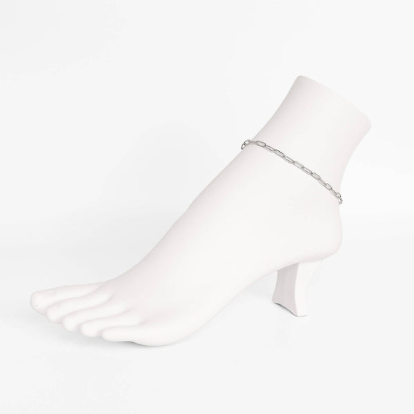 Paperclip Chain Anklet: Stainless - Lulu Bella Boutique