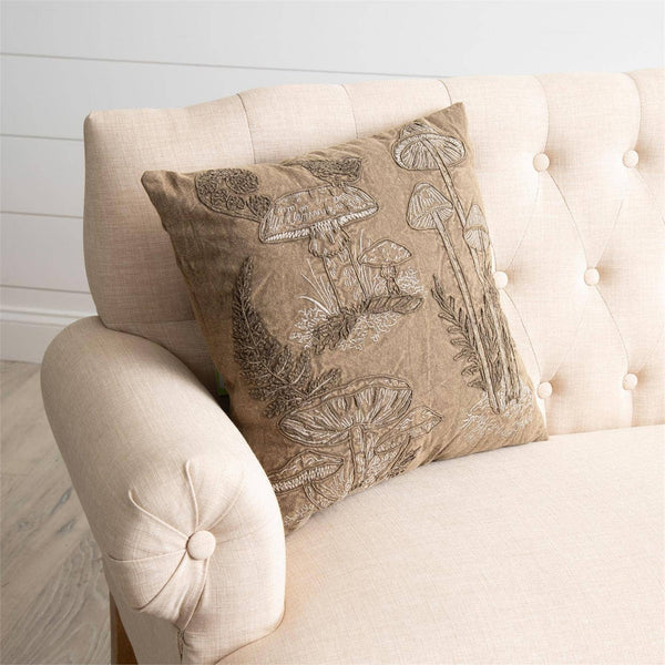 Pillow - Stonewash with Mushroom Embroidery (PC) - Lulu Bella Boutique