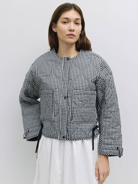 The Rochelle Jacket | Women's Quilted Gingham Jacket: Black - Lulu Bella Boutique