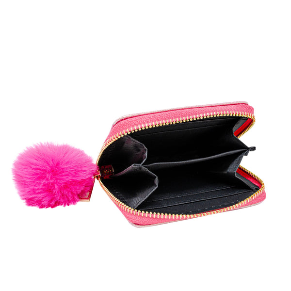 Shiny Heart Patch Wallet: Hot Pink - Lulu Bella Boutique