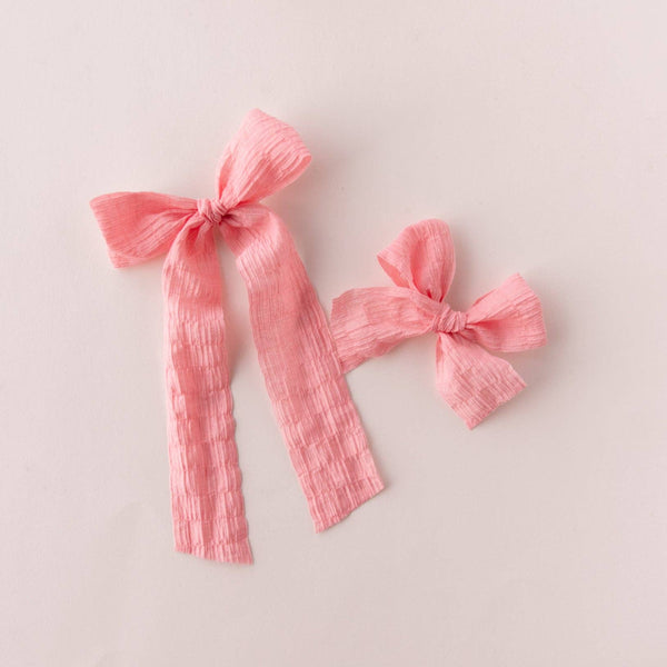 Coral Pink | Pigtail Set - Ribbon Bow - Lulu Bella Boutique