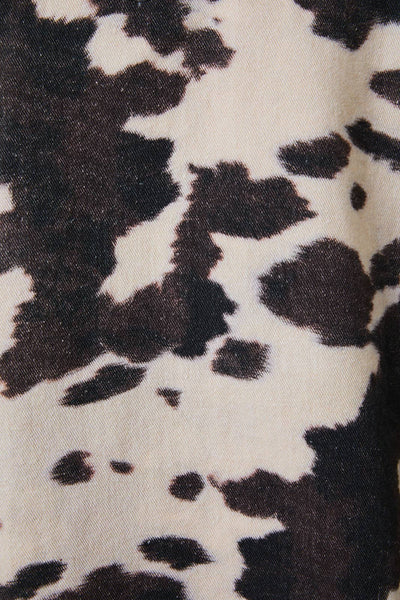 COW PRINT BARN JACKET: TAUPE-BROWN ANIMAL / S - Lulu Bella Boutique