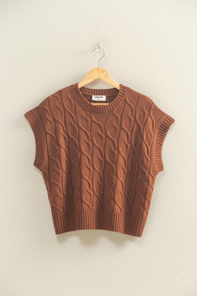 Cable Knit Sweater Vest - Lulu Bella Boutique