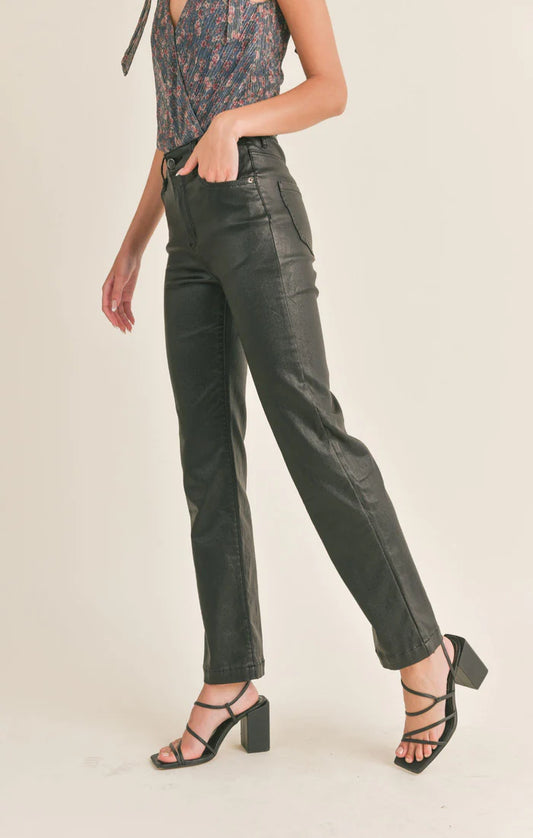 Sweet Surprise Coated Straight Leg Pants - Lulu Bella Boutique