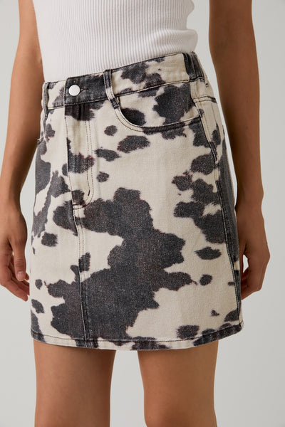 Cow Print Pocket Detail Mini Skirt - Lulu Bella Boutique