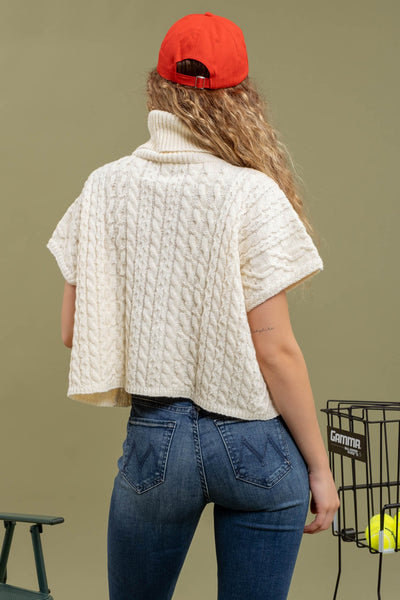Short Sleeve Cable Knit Sweater - Lulu Bella Boutique