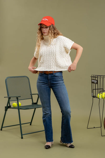 Short Sleeve Cable Knit Sweater - Lulu Bella Boutique