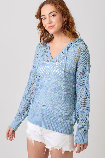 Crochet Knit Hoodie Sweater - Lulu Bella Boutique