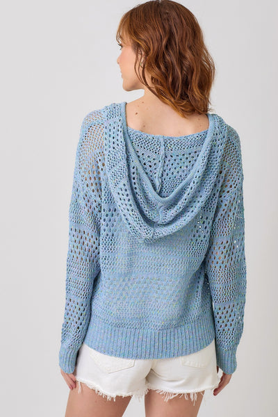Crochet Knit Hoodie Sweater - Lulu Bella Boutique