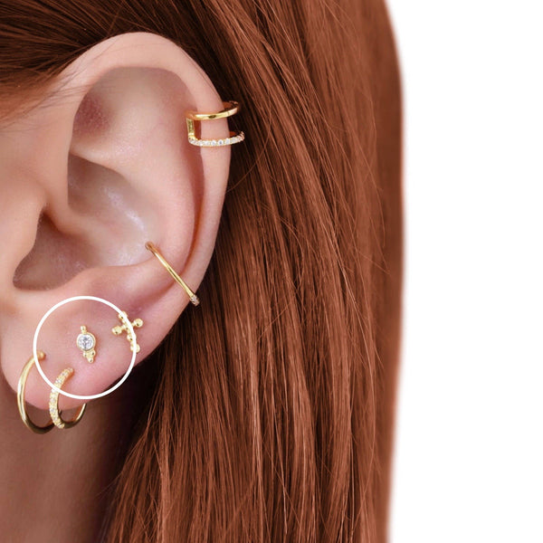 CZ Diamond Trinity Screw Flat Back Earrings: Silver - Lulu Bella Boutique