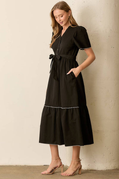 Waist Tie Maxi Dress - Lulu Bella Boutique