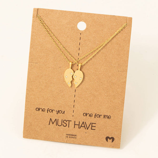 Half Star Hearts Layered Necklace: S - Lulu Bella Boutique