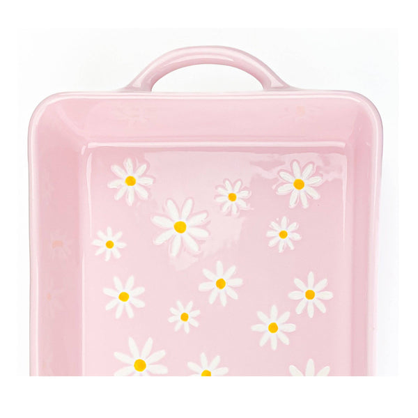 Daisy Polka Dot Rectangular Baker, Pink - Lulu Bella Boutique