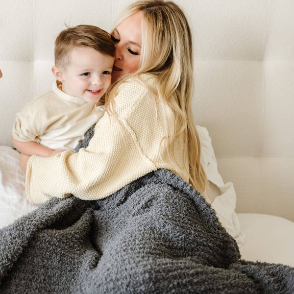 RIBBED BAMBONI® XL BLANKETS: Charcoal - Lulu Bella Boutique
