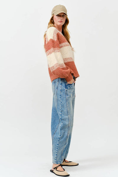 Fuzzy Knit Sweater : OATMEAL RUST / SM - Lulu Bella Boutique