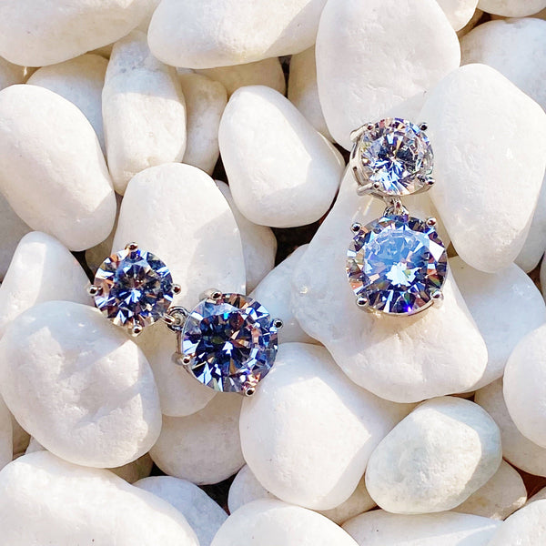 Double Diamond Dangle Earrings - Lulu Bella Boutique