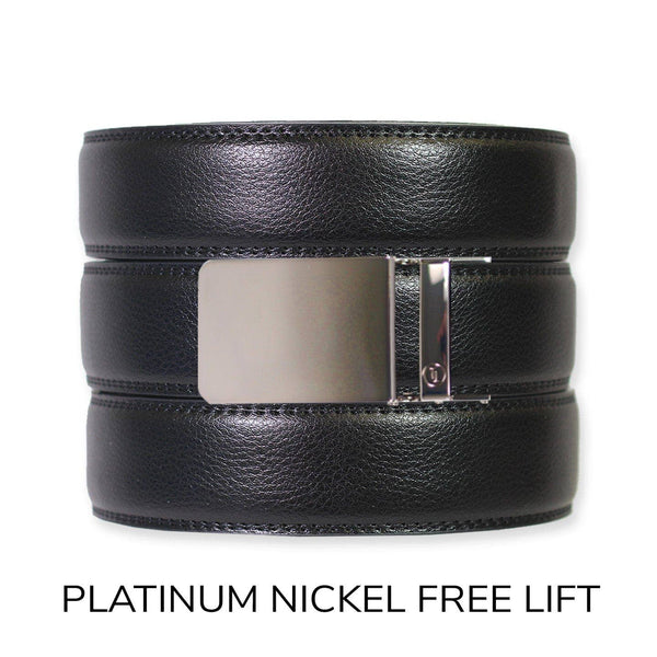 Black Leather Ratchet Belt & Buckle Set: Gun Metal - Lulu Bella Boutique