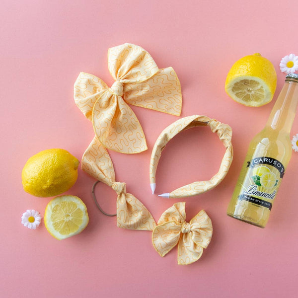 Lemonade | Pigtail Set - Petite Party Bow - Lulu Bella Boutique