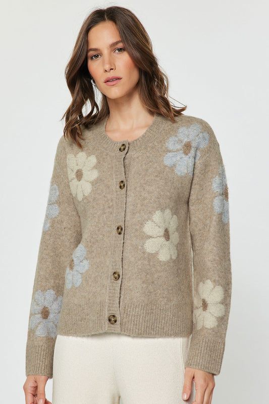 Daisy Floral Knit Sweater Cardigan