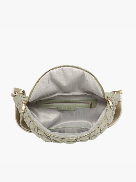 Harley Nylon Quilted Belt Bag w/ Zip Closure: Taupe - Lulu Bella Boutique