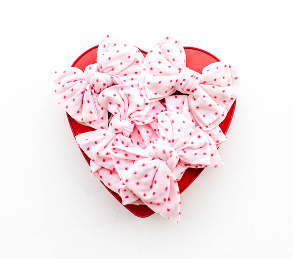 PATTERNED SHABBY KNOT: pink / red dot - Lulu Bella Boutique