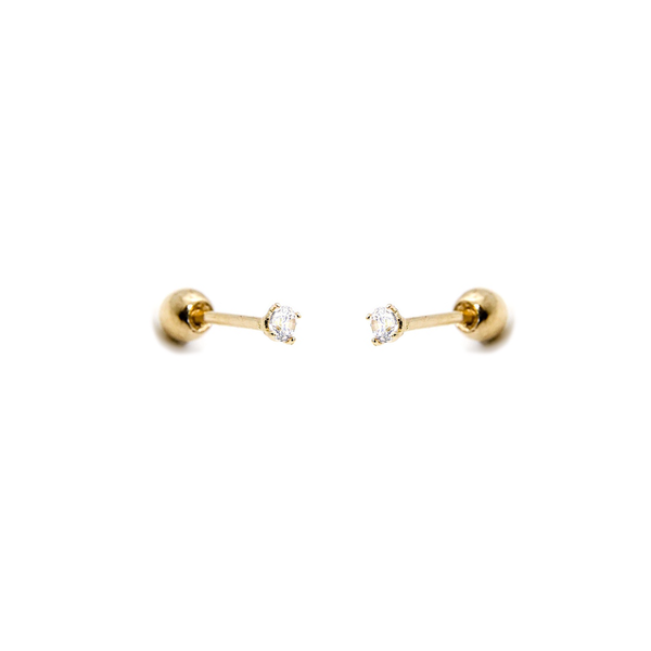 Classic CZ Tiny Diamond Screw Flat Back Earrings: Gold - Lulu Bella Boutique