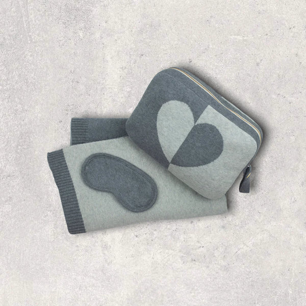 Dual Heart Grey Travel Blanket - Lulu Bella Boutique
