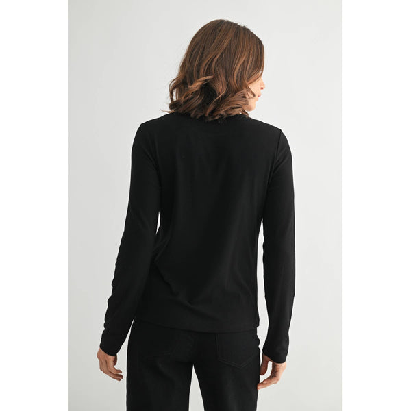 ROUND NECK LONG SLEEVE KNIT TOP: Black / S-M-L(2-2-2) - Lulu Bella Boutique