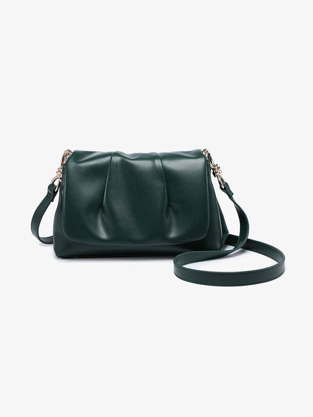JN2774 Dayton Pleated Flapover Crossbody Bag: Black - Lulu Bella Boutique