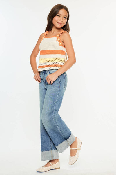 Youth High Rise Crop Wide Leg Jeans - Lulu Bella Boutique
