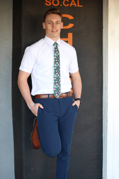 Sage - Black and Green Succulent Tie: 3.25" Standard Tie - Lulu Bella Boutique
